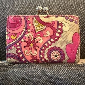 5 for $25!🌸Vera Bradley Pink Floral Paisley Kisslock Quilted ID Wallet